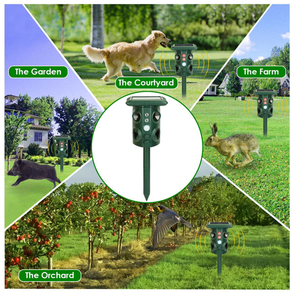 5 Modes Animal Repeller - Solar/USB Rechargeable, PIR Sensing, 3229Sq.ft Coverage, IP54 Waterproof, Repels Rodents Birds Snakes Raccoons - 5 - CJ