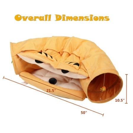 Cat's Telescopic Tunnel Cushioned Bed Pet Nest Teasing Balls Zipper Connection Feline Supplies - 5 - CJ