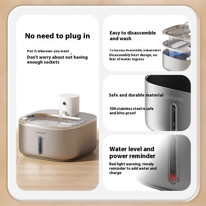 Stainless Steel Pet Water Dispenser Smart 32L Wireless Charging - 0 - CJ