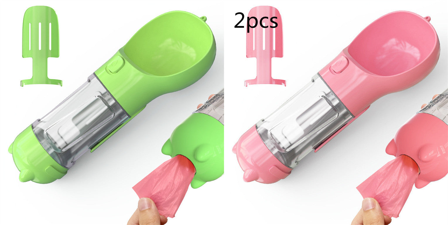 Pet Water Bottle Feeder Bowl Garbage Bag Storage Portable Pet Outdoor Travel 3 In 1 Dog Water Bottle - 0 - CJ