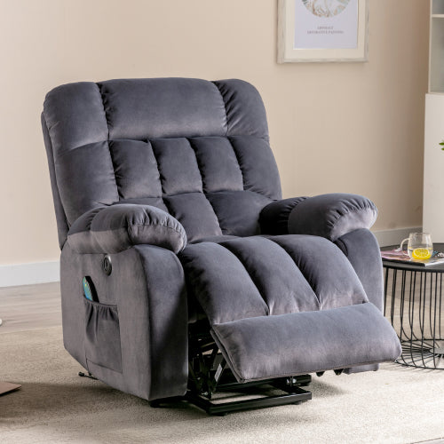 Electric Power Lift Recliner Chair Sofa With Massage And Heat For Elderly 2 Side Pockets USB Ports Single Recliner Chairs For Living Room Overstuffed Breathable Fabric Reclining - 5 - CJ