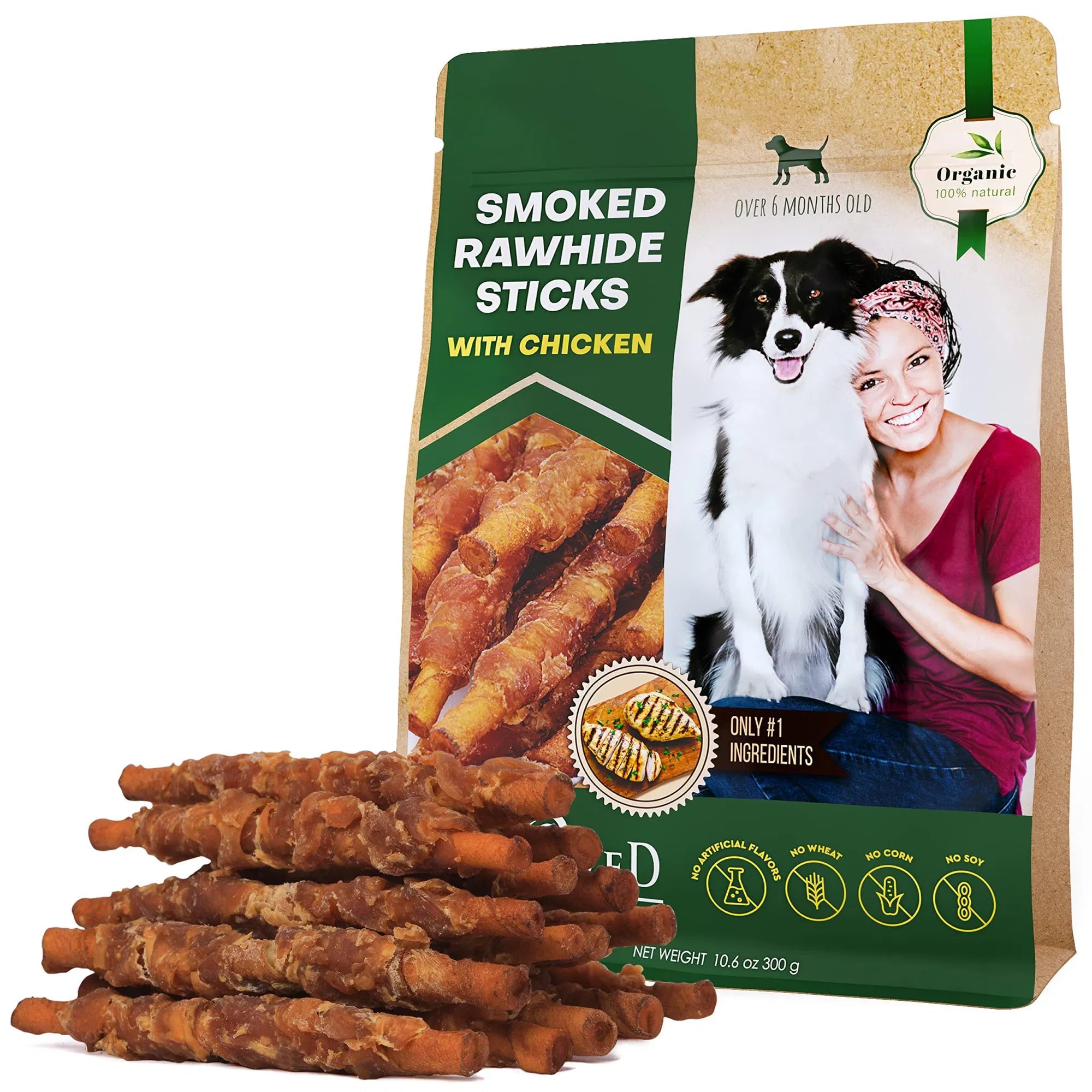 Dog Smoked Rawhide Sticks Wrapped Chicken Pet Natural Chew Treats Grain Free Organic Meat Healthy Human Grade Dried Snacks In Bulk - 5 - CJ
