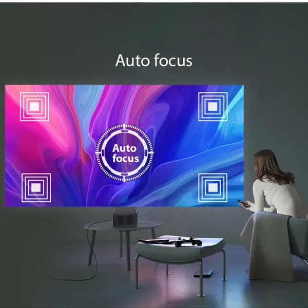 Smart Projector, Android 9.0, 150 ANSI Lumens, Native 720P Supports 4K, Auto Keystone, Electric Focus, Dual - band WiFi - 5 - CJ