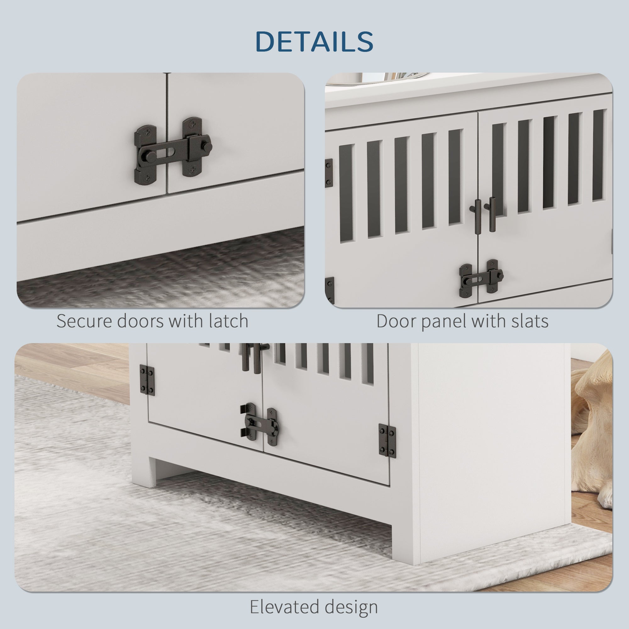 Dog Food Storage Cabinet with Bowls & Dog Feeding Station, White - 5 - CJ