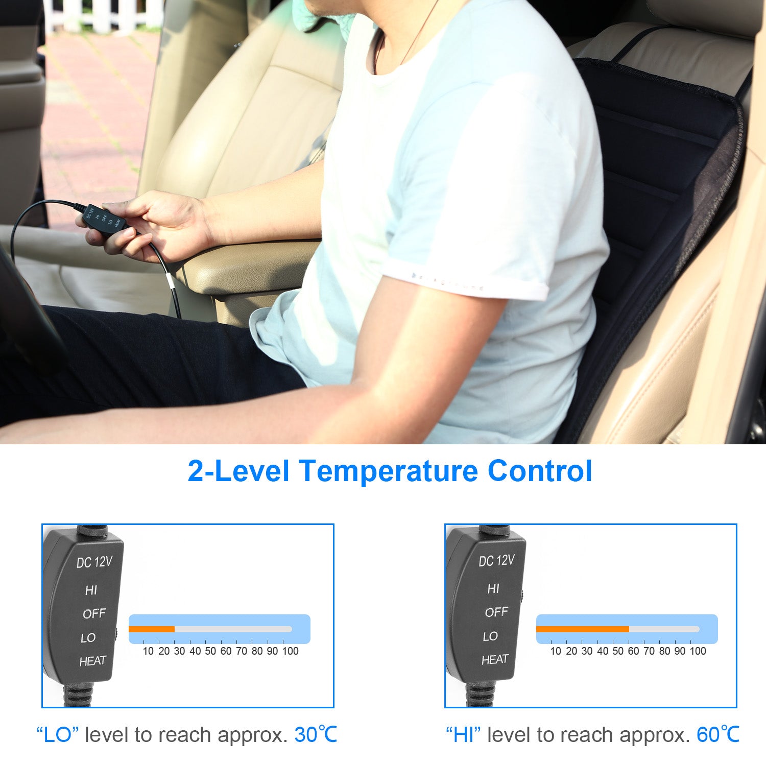 1Pc Heated Car Seat Cushion 12V Auto Seat Cover Warmer With Adjustable Temperature Controller For Cars Trucks SUV - 5 - cjdropshipping