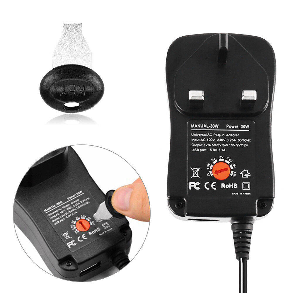Universal 3 - 12V Adjustable Voltage Adaptor Charger USB AC DC Power Supply Adapte - 5 - CJ