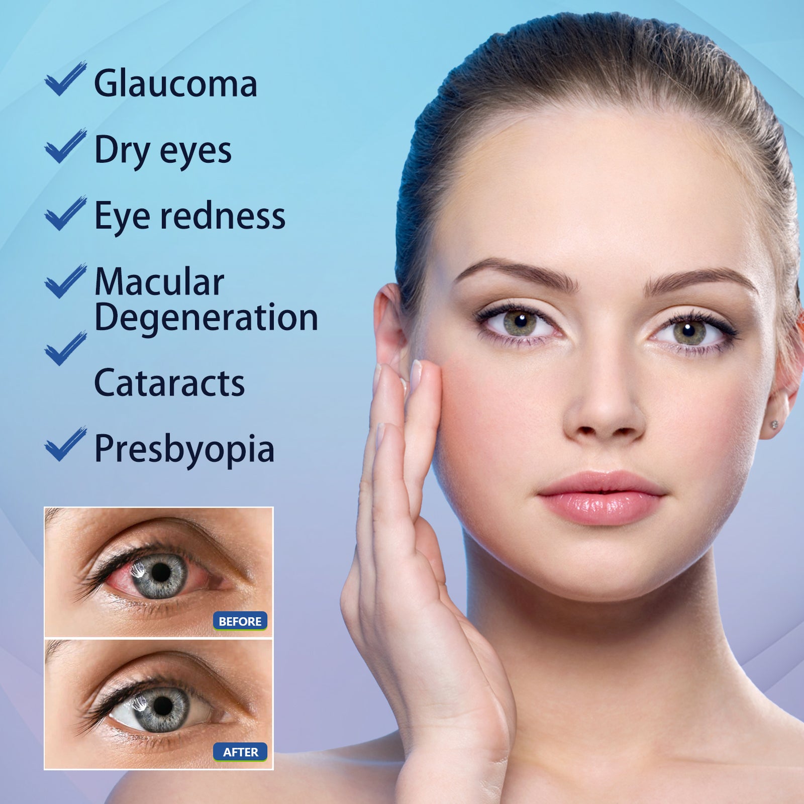EELHOE Eye Drops Relieve Redness And Blurred Eyes Eye Fatigue Dryness Blurred Vision Moisturizing Eye Care Solution - 5 - CJ