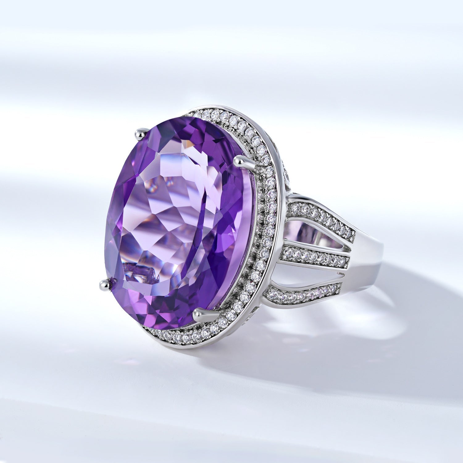 Natural Amethyst Ring Luxury Gem Jewelry Temperament S925 Silver - 4 - CJ