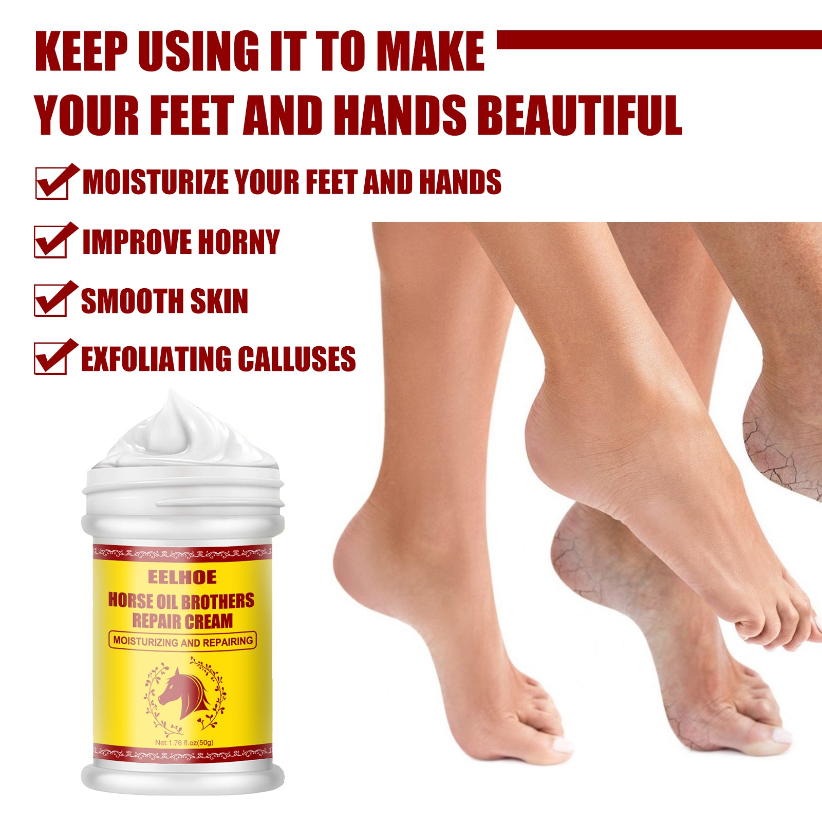 EELHOE Horse Oil Hand And Foot Repair Cream, Chapped Skin Care Moisturizing And Anti - Peeling Repair Cream - 5 - CJ