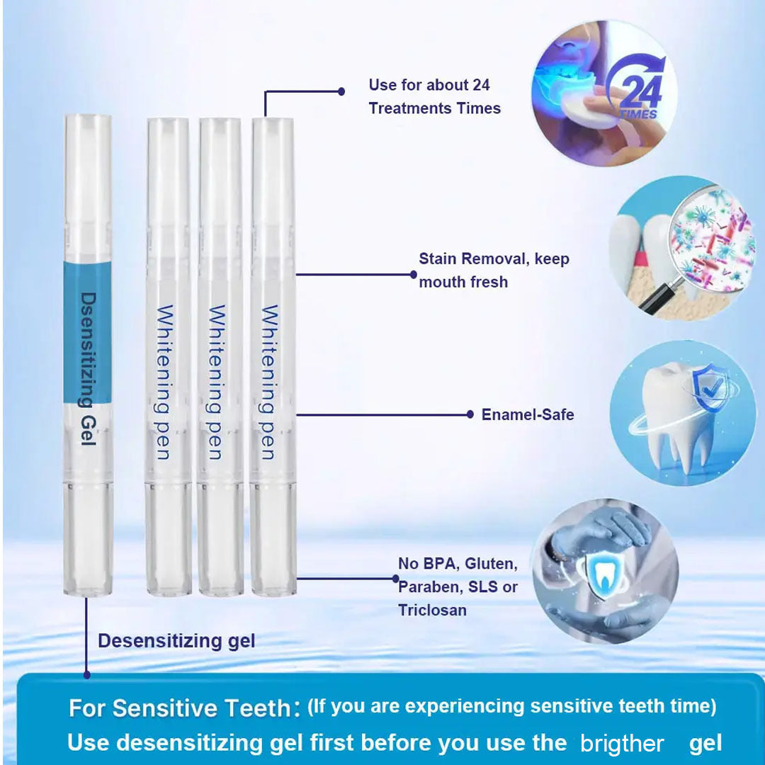 Teeth Profession Kit - 5X LED Light Tooth With 3pcs Pens,1 Desensitization Pen,1 Mouth Trays Restores Your White Smile,pefect Gift For Girlfriend - 5 - CJ