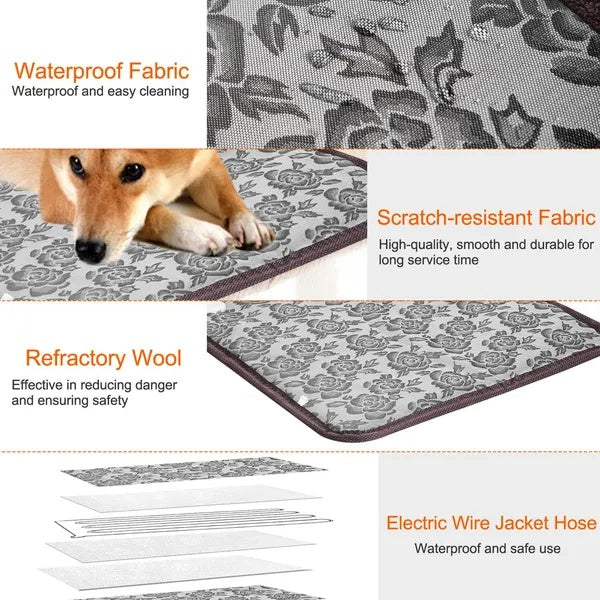 Pet Heating Pad Dog Cat Electric Heating Mat Waterproof Adjustable Warming Blanket - 5 - CJ