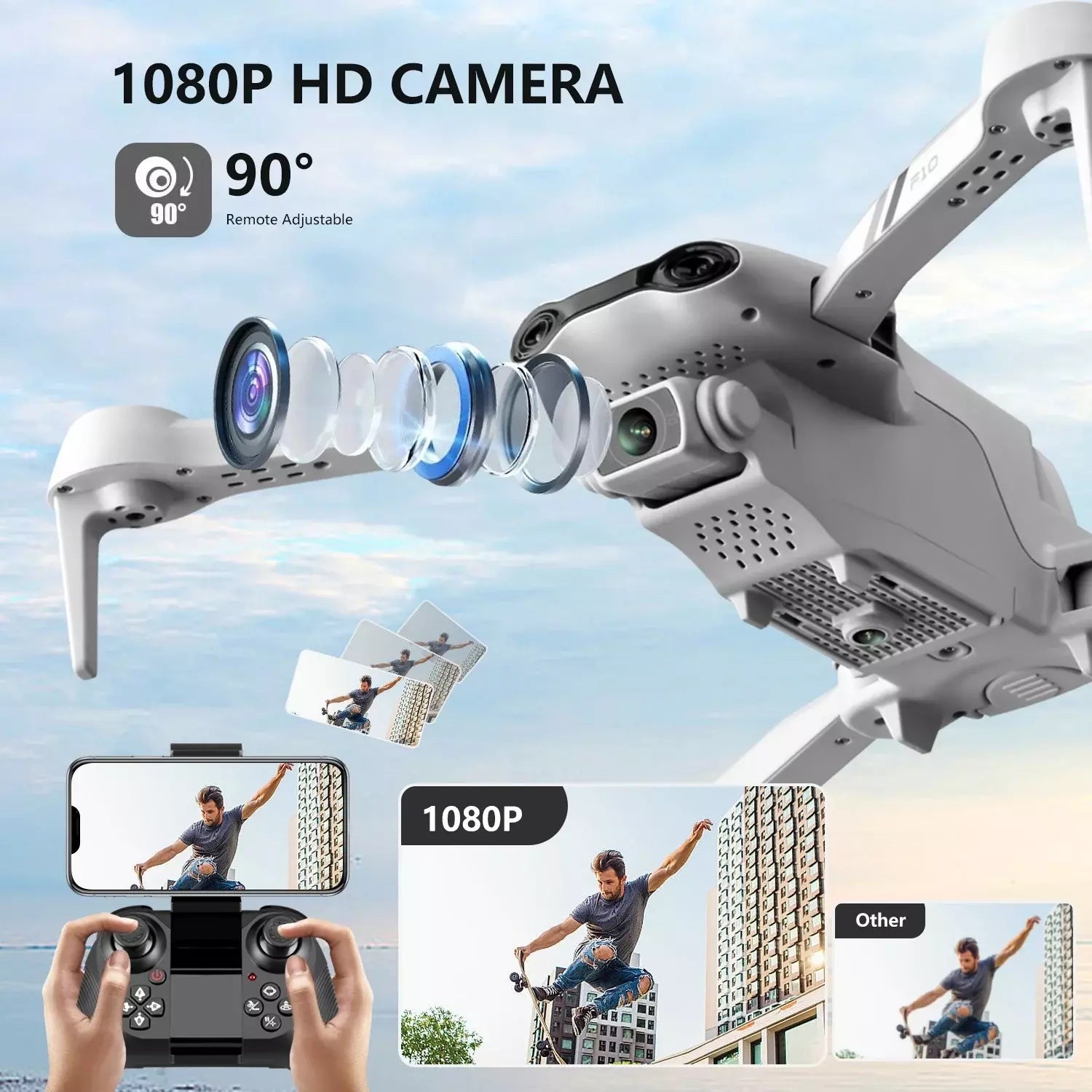 F10 Foldable Drone With Camera WIFI FPV For Adults,1080P HD FPV Live Video RC Quadcopter,Logistics Is Randomly Sent By UPS,USPS - 5 - CJ