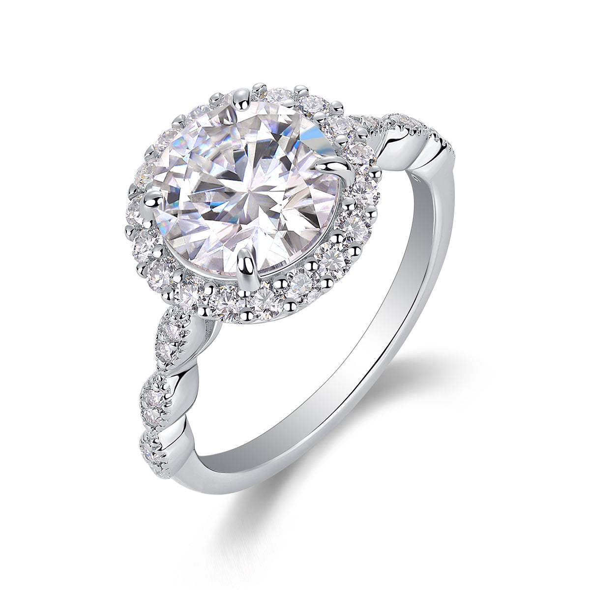 1Starlight Shining - A Fashionable Jewelry Ring Set With 3 - carat Moissanite S925 Sterling Silver And Platinum - plated Diamond Prohibit TikTok sales - 5 - CJ