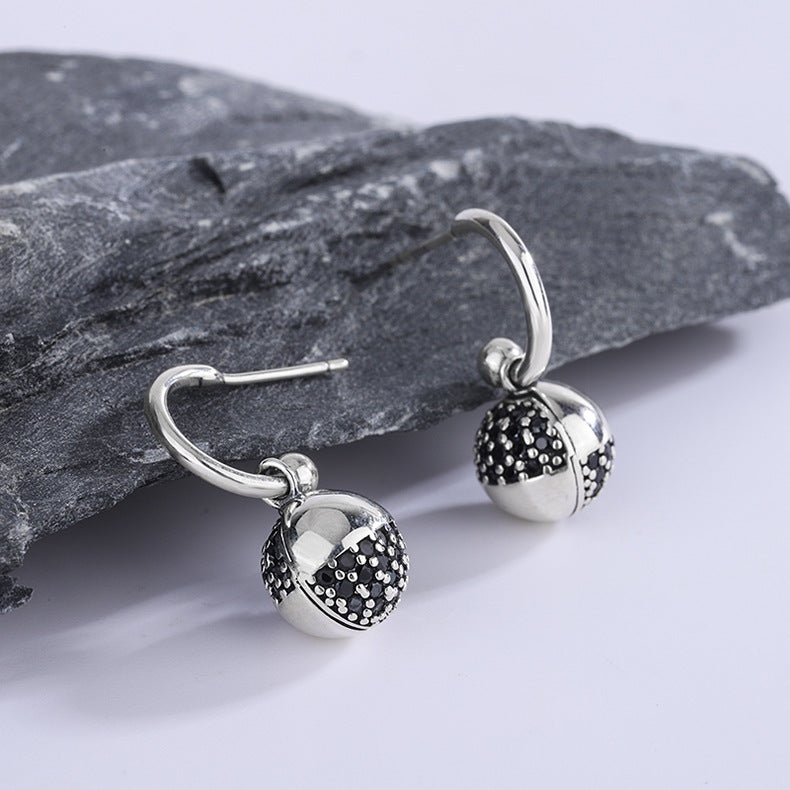 925 Sterling Silver Wishing Ball Small Design Zircon Earrings - 4 - CJ