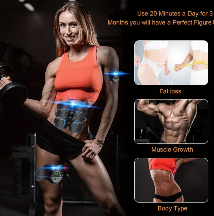 ABS Stimulator, Ab Trainer, EMS Muscle Stimulator LCD Screen Muscle Stimulator USB Rechargeable Por - 5 - CJ