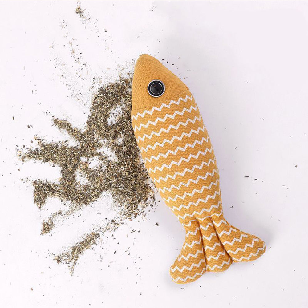 Burlap Fish Catnip Cat Toy, Throw Pillow, Teething Cat Toy, Fancy Cat Toy, Tough Bite, Sturdy Cat Toys Catnip Crinkle Sound Toys Soft And Durable, Interactive Cat Kicker Toys For Indoor Kitten - 5 - CJ