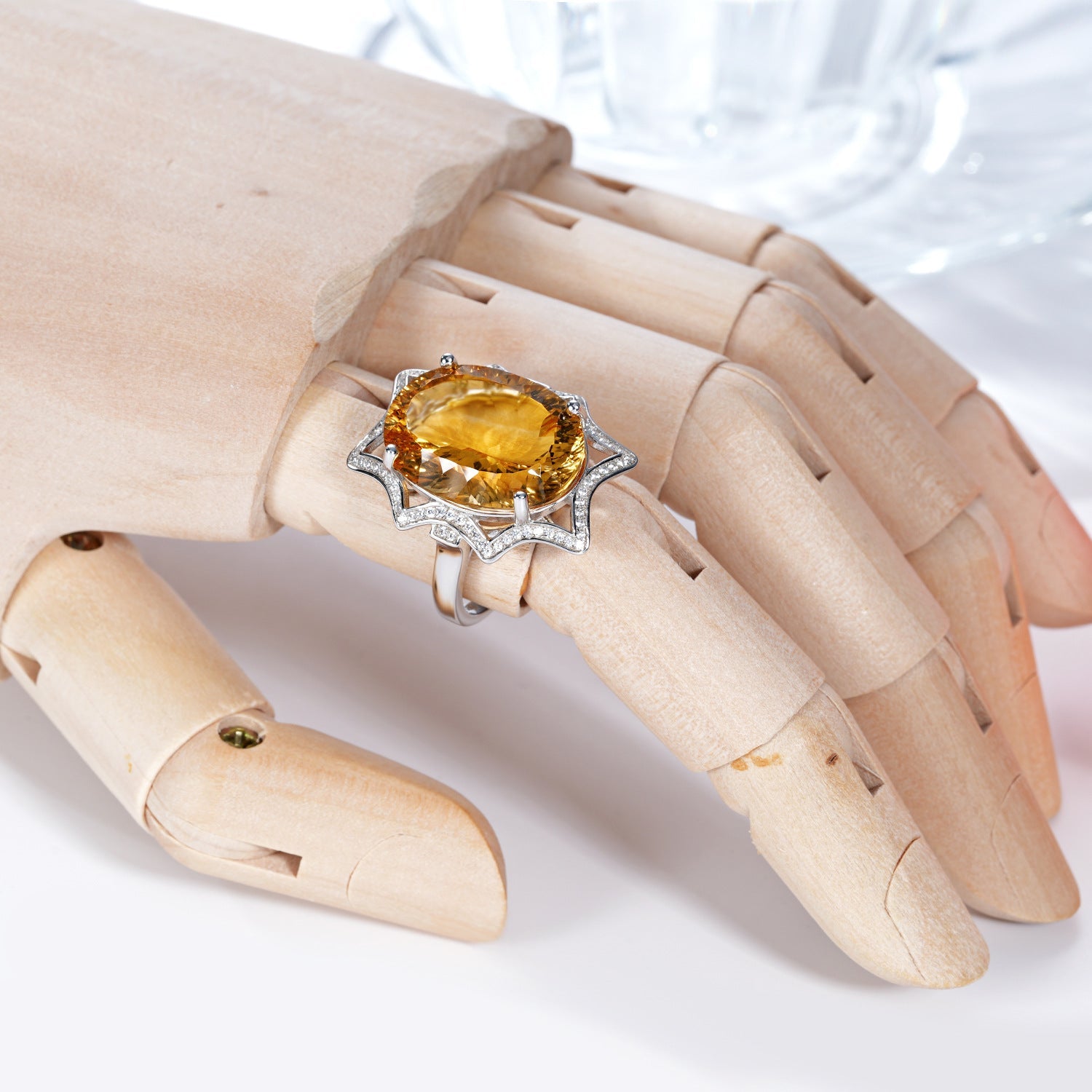 Natural Crystal Jewelry European And American Simple Light Luxury Style Large Topaz Ring - 4 - CJ