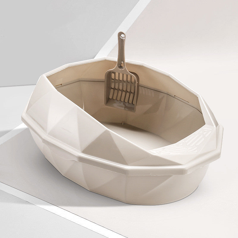 Plastic Anti - sputtering Diamond - shaped Semi - enclosed Cat Litter Box - 0 - CJ