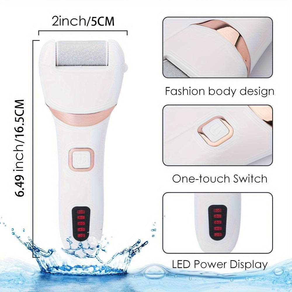 Electric Foot Grinder And Callus Remover, Electric Foot Polisher, Rechargeable Foot Washing And Pedicure Kit, Suitable For Cracked Heels And Dead Skin, With 3 Roller Heads - 5 - CJ