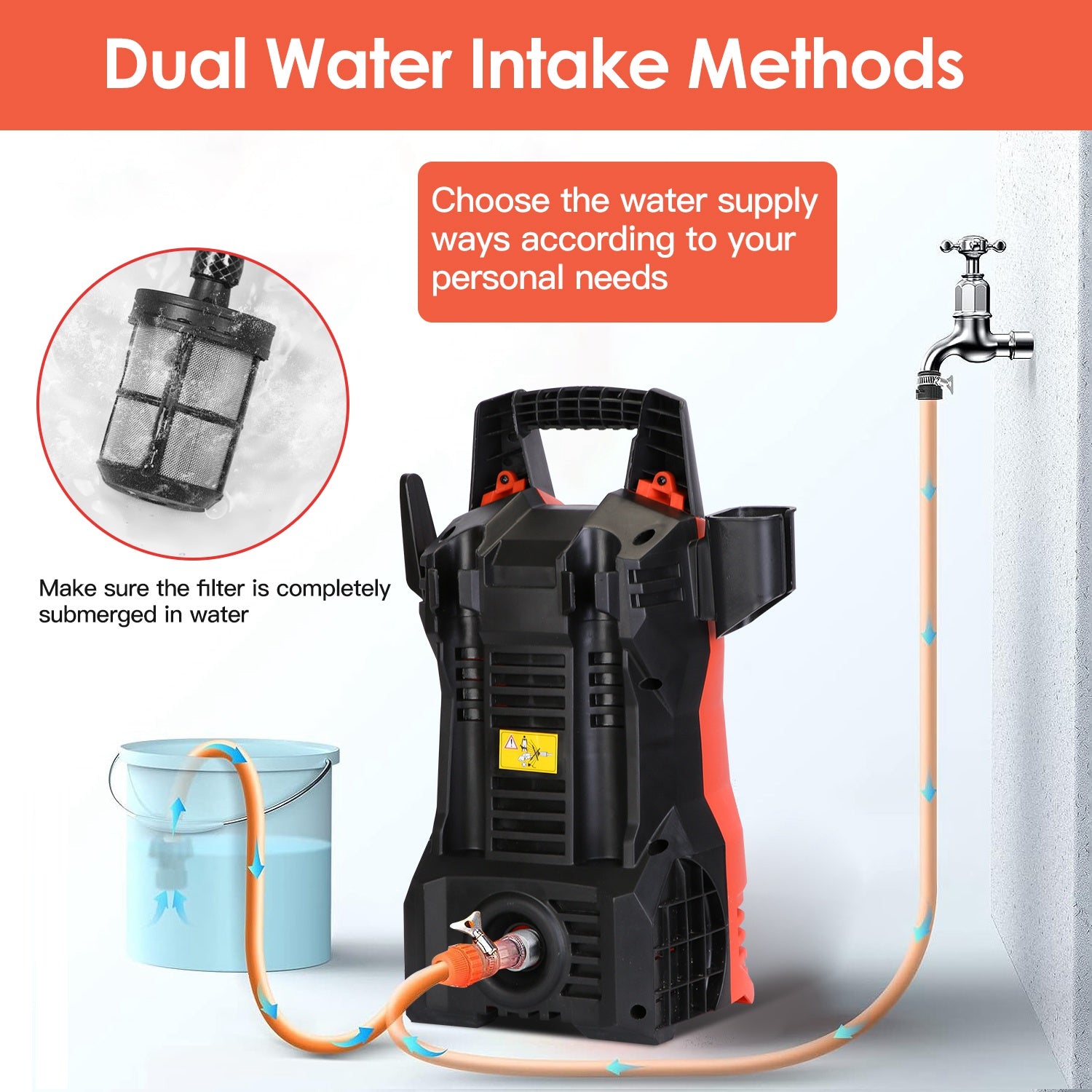 1Pc Electric High Pressure Washer 1740PSI Powerful Car Washer Pressure Cleaner With Adjustable Spray Nozzle Soap Dispenser IPX5 Waterproof For Patio Garden Driveway - 5 - cjdropshipping