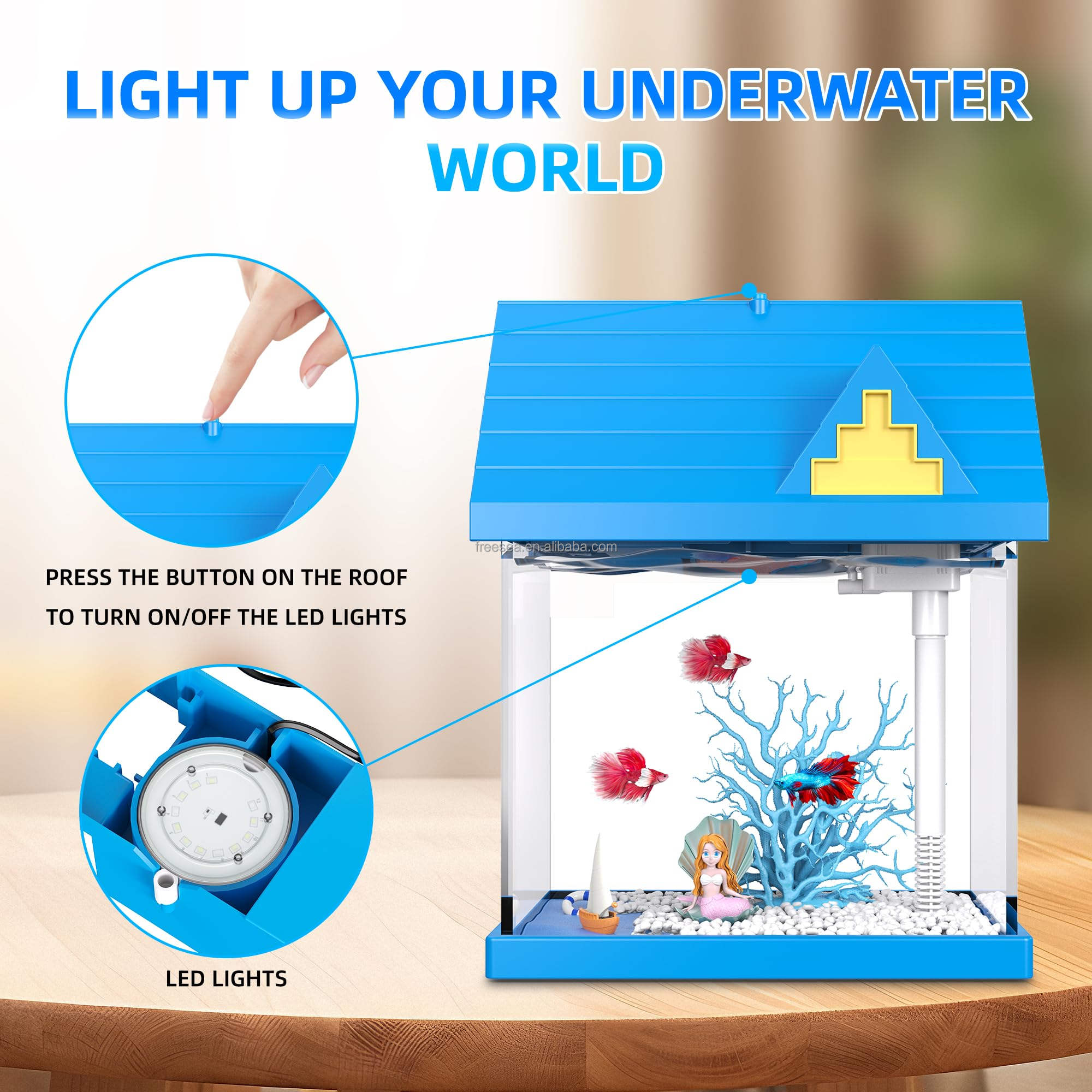 FREESEA 2 - gallon Acrylic Fresh - keeping Fish Tank, Equipped With Filtration And Lighting, Suitable For Shrimp, Jellyfish, And Goldfish, Ideal For Children's Bedrooms. - 5 - CJ