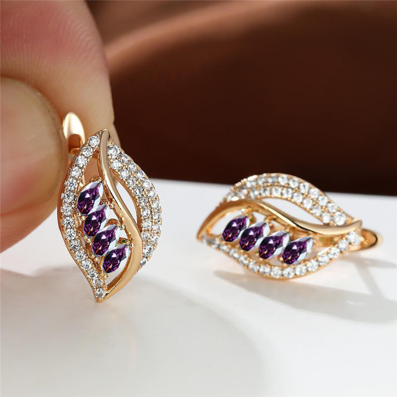 Ins Leaf - shaped Rhinestones Earrings Fashion Unique Zircon - encrusted Stud Earrings Women's Jewelry - 0 - CJ