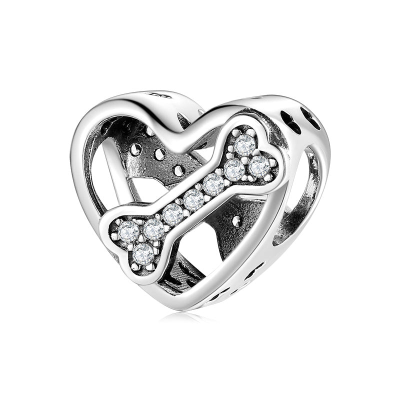 S925 Sterling Silver Beads Cute Dog Element Dog Paw Print Series Beaded Pendant DIY Accessories Loose Beads - 4 - CJ