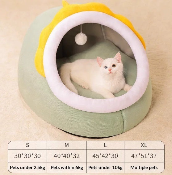 Warm Enclosed Bed All - Season Safe Hideaway For Cats Small Pet Bed Winter Cat Bed - 0 - CJ