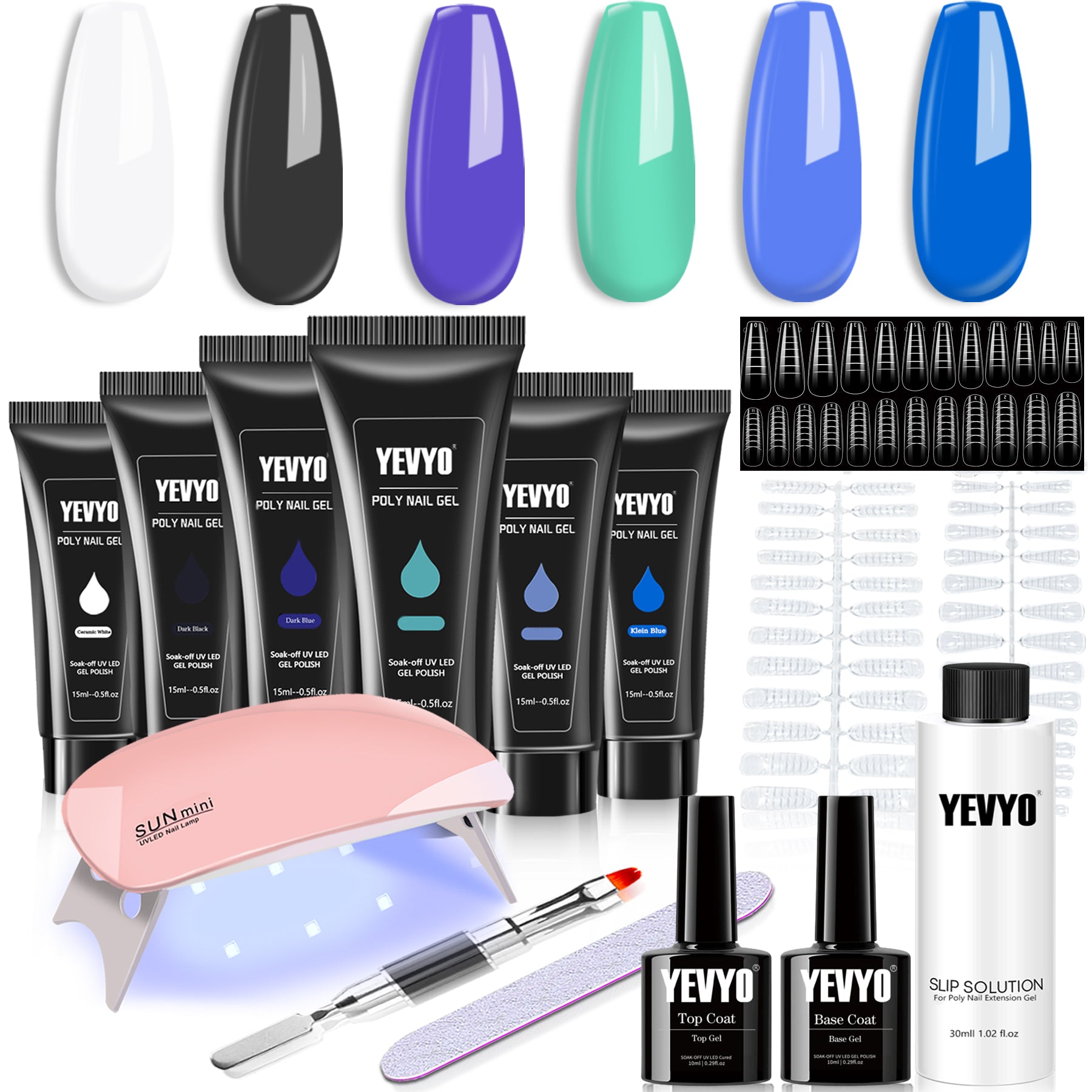 6 PCS Polygel Nail Kit With UV Nail Lamp, Slip Solution, Top Base Coat, Builder Nails Art Tools For Beginners - 5 - CJ