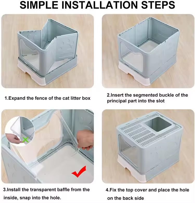 Front - entry Enclosed Extra - large Cat Litter Box With A Litter Collection Cover And A Large Scoop For Cats - 5 - CJ