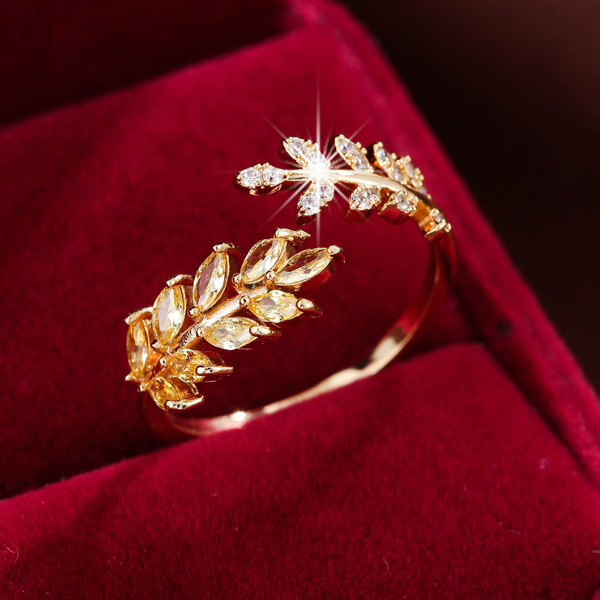 Simple Fashion Creative Leaf Wheat Ring - 0 - CJ