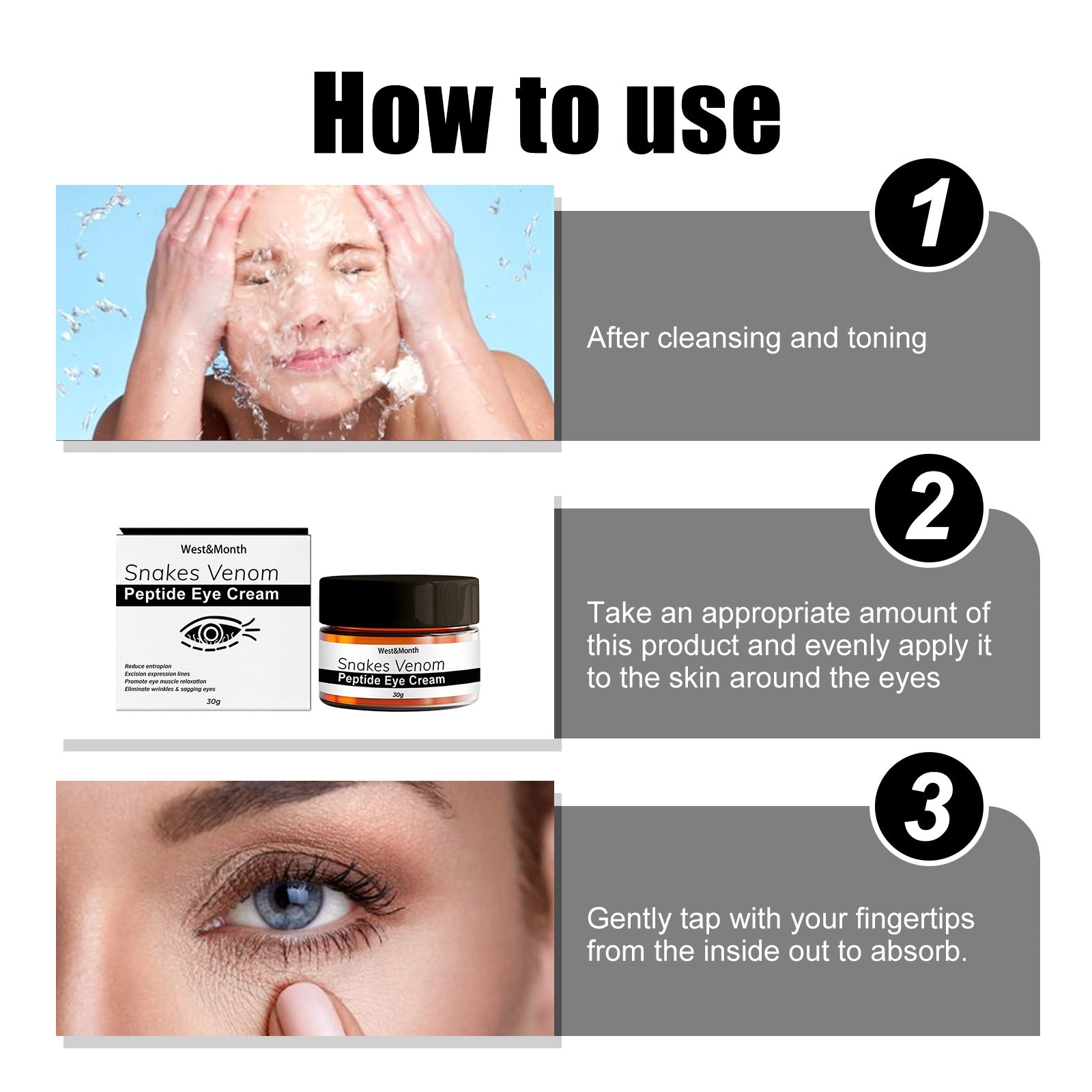 West&Month Snake Venom Peptide Eye Cream Gently Nourishes Skin, Reduces Fine Lines, Hydrates And Moisturizes Eye Cream - 5 - CJ
