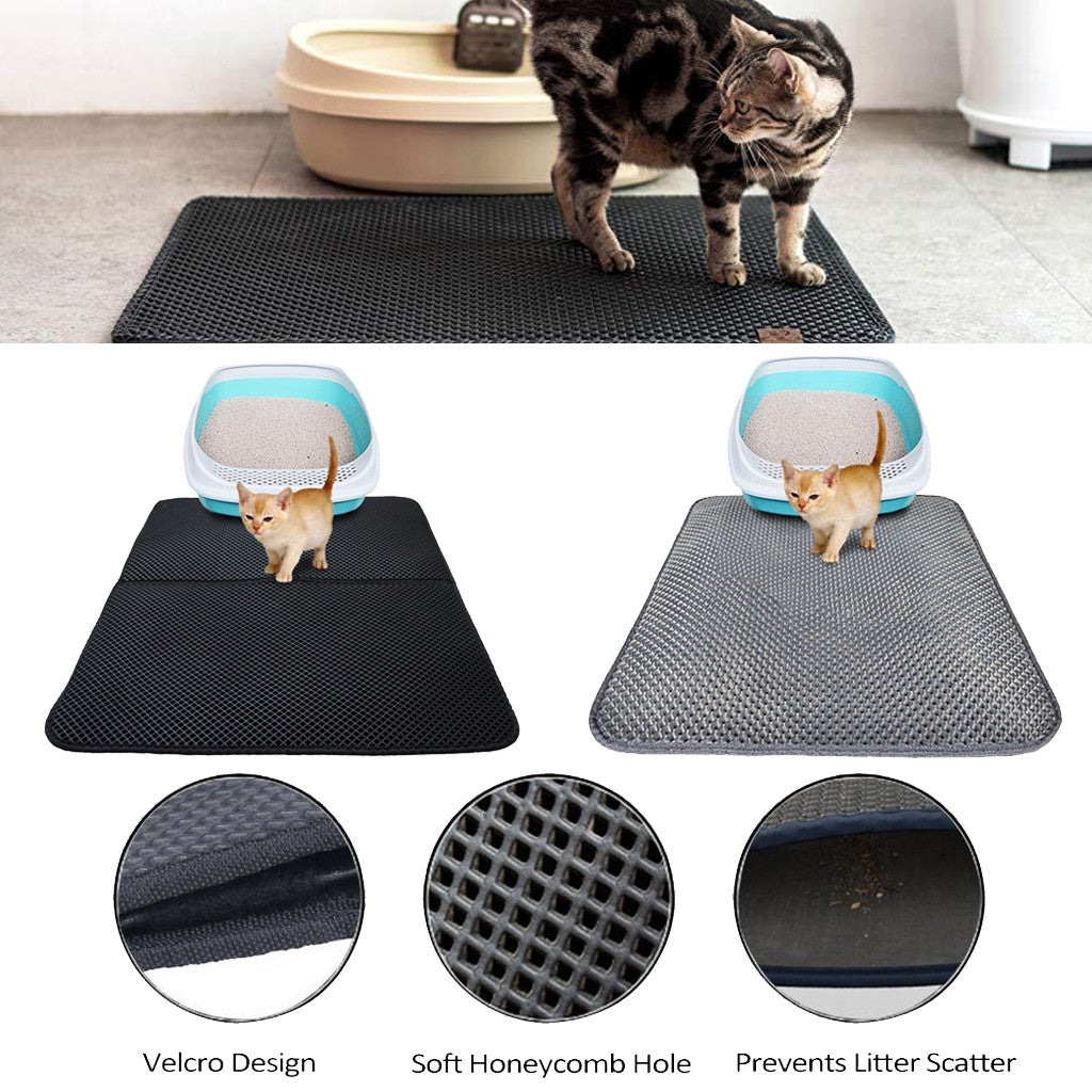 Double Layer Litter Cat Bed Pads Pet Cat Litter Mat Trapping Pets Litter Box Mat Pet Product Bed For Cats House Clean Mat - 0 - CJ