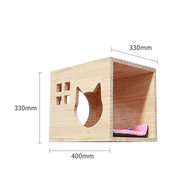 Pet Cat Climbing Frame Wall Type Solid Wood Wall Hanging Platform Ladder Pets Accessories - 0 - CJ - Cat litter - CJJT148790304DW