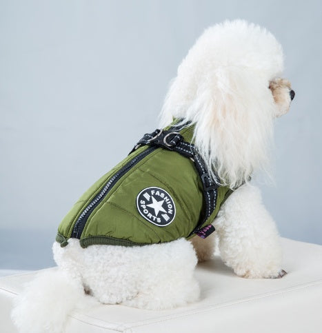 Pet Warm Dog Cotton - padded Clothes Fleece - lined Thickened Reflective Gallus - 0 - CJ