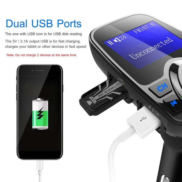 Car Wireless FM Transmitter MP3 Player Hand - Free Call USB Charger AUX Input - 5 - CJ