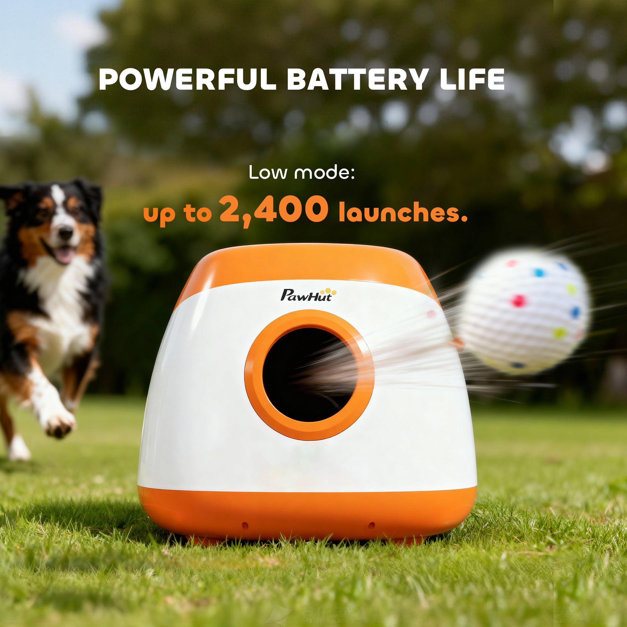 Automatic Dog Ball Launcher with 26 - 79 FT Distance, Automatic Ball Launcher for Medium and Large Dogs, Orange - 5 - CJ