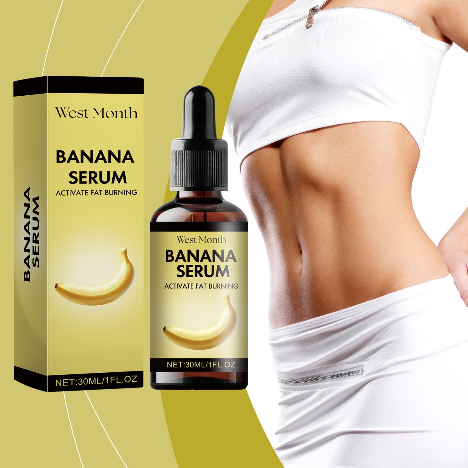 West&Month Banana Body Essential Oil Nourishes Waist Arm Light Skin Show Figure Massage Treatment - 5 - CJ