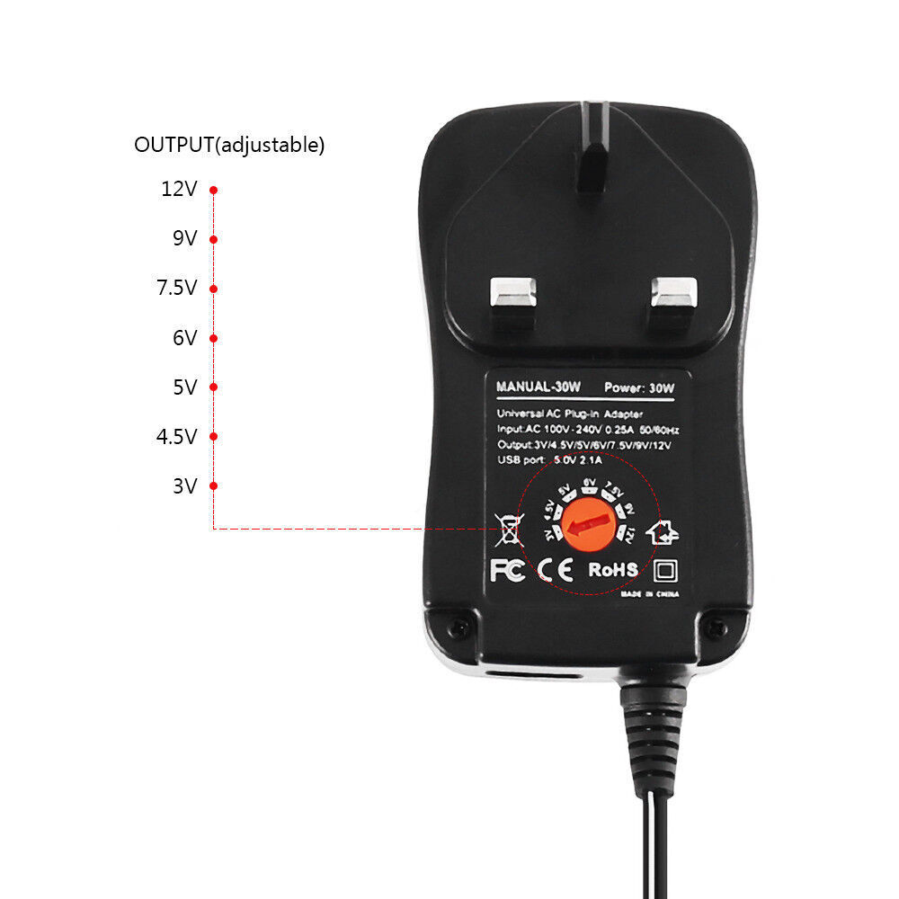 Universal 3 - 12V Adjustable Voltage Adaptor Charger USB AC DC Power Supply Adapte - 5 - CJ