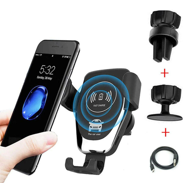 10W QI Wireless Fast Car Charger Mount Holder Stand Automatic Clamping Charging - 5 - CJ