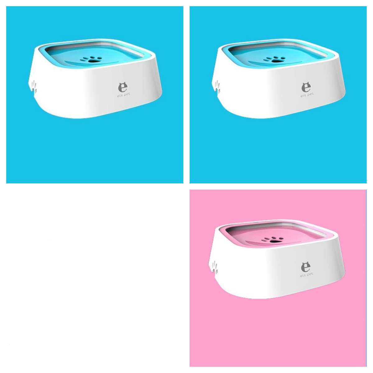 1.5L Cat Dog Water Bowl Carried Floating Bowl Anti - Overflow Slow Water Feeder Dispenser Pet Fountain ABS&PP Dog Supplies - 0 - CJ - 2Blue1Pink - CJGY102545415OL