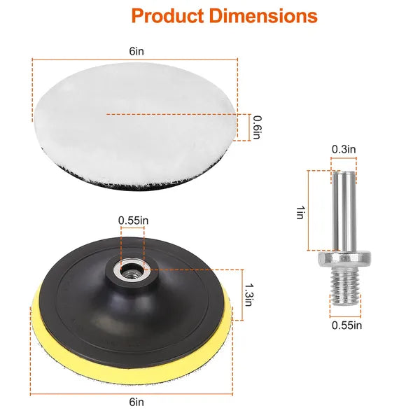 4Pcs 6in Buffing Polishing Pads Car Plush Buffing Waxing Wheels Mop Set With M14 Drill Screw For Car Polisher Drill Adapter - 5.0 - CJ