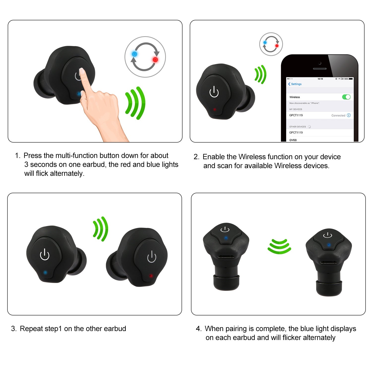 1 Pair True Wireless Earbuds CSR V4.2 In - ear Stereo Headsets IP44 Waterproof Apt - X TWS Headphones Noise Cancelling With Mic For Business Driving Walking - 5 - CJ