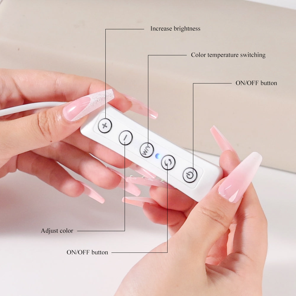 Half Moon Light For Nail Desk, 17inch Professional LED Light With 3 Color Temperatures & Dimmer, Multi - Purpose Lighting For Eyelash Extensions, Nail Art, Tattoos, Reading - 5 - CJ