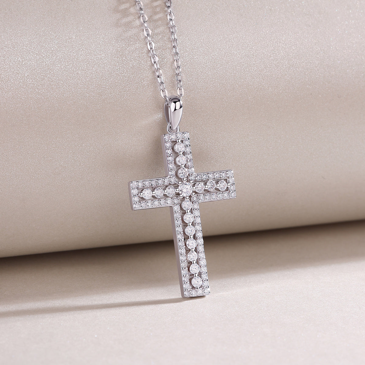1Shelter - Fashionable Jewelry Pendant Set With Moissanite S925 Sterling Silver And Platinum - plated Cross Diamond, Moissanite Silver Jewelry Prohibit TikTok sales - 5 - CJ