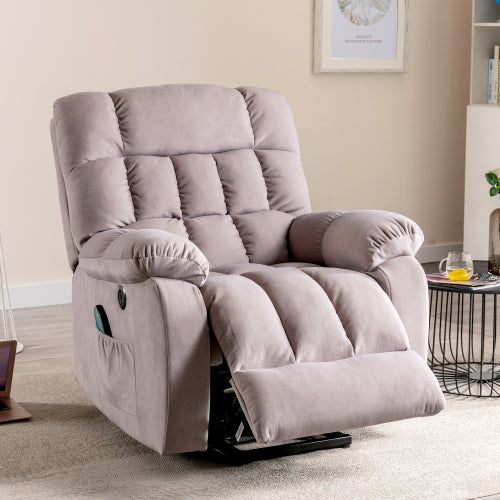 Electric Power Lift Recliner Chair Sofa With Massage And Heat For Elderly 2 Side Pockets USB Ports Single Recliner Chairs For Living Room Overstuffed Breathable Fabric Reclining - 5 - CJ