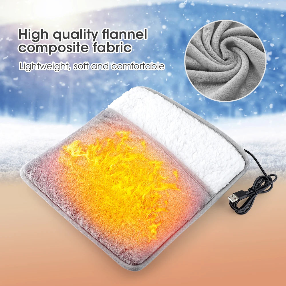 Winter Electric Foot Heating Pad USB Charging Soft Plush Washable Foot Warmer Heater Improve Sleeping Household Foot Warming Mat Electric Foot Warmer With Dual - Sided Heating Elements - 5 - CJ