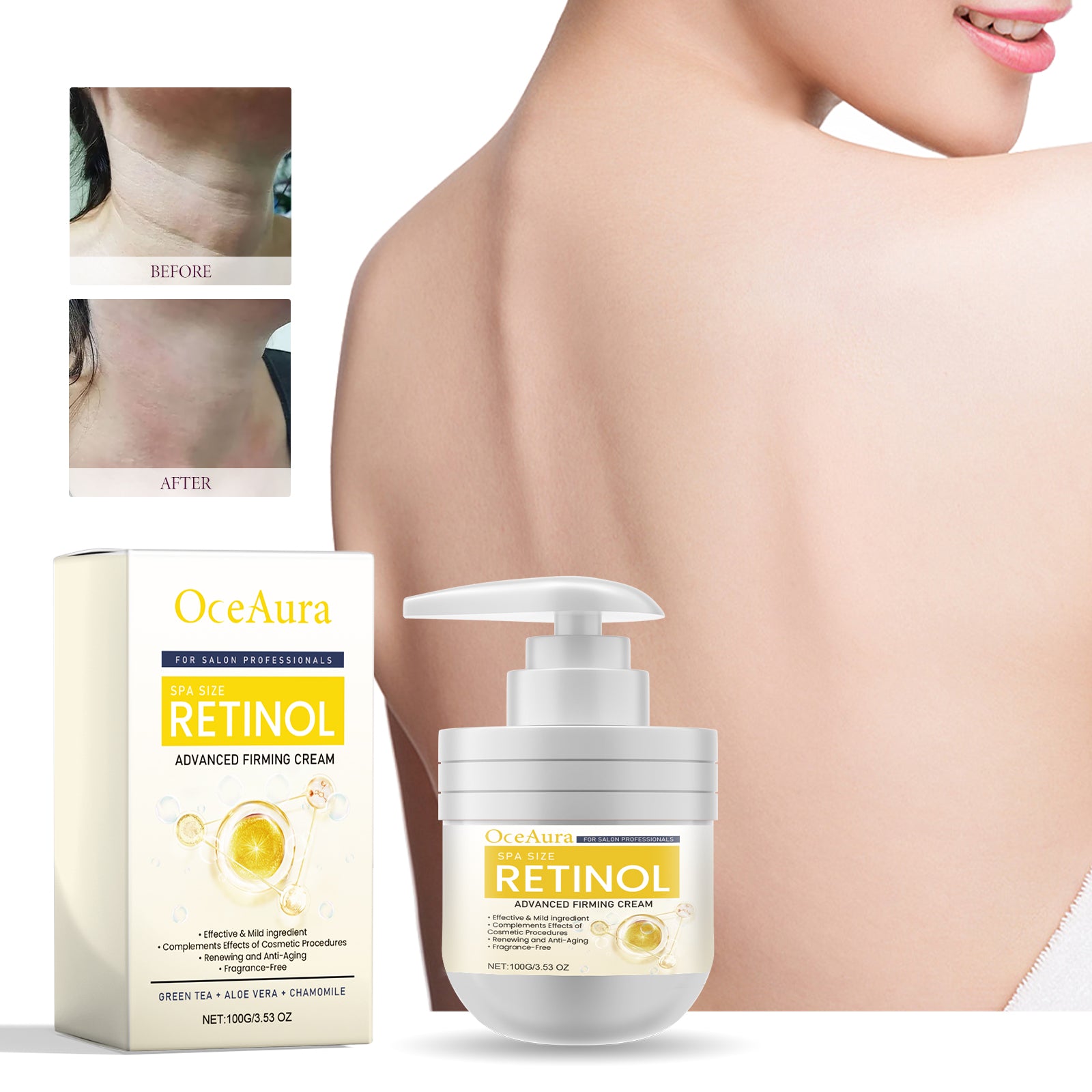 OceAura Retinol Advanced Firming Cream, Hydrating And Rejuvenating Brightening Body Smooth Anti - Wrinkle Body Lotion For Skin - 5 - CJ