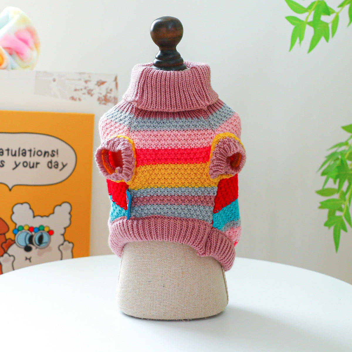 Pet Ring Comfortable Color Stripes Colorful Sweater - 0 - CJ