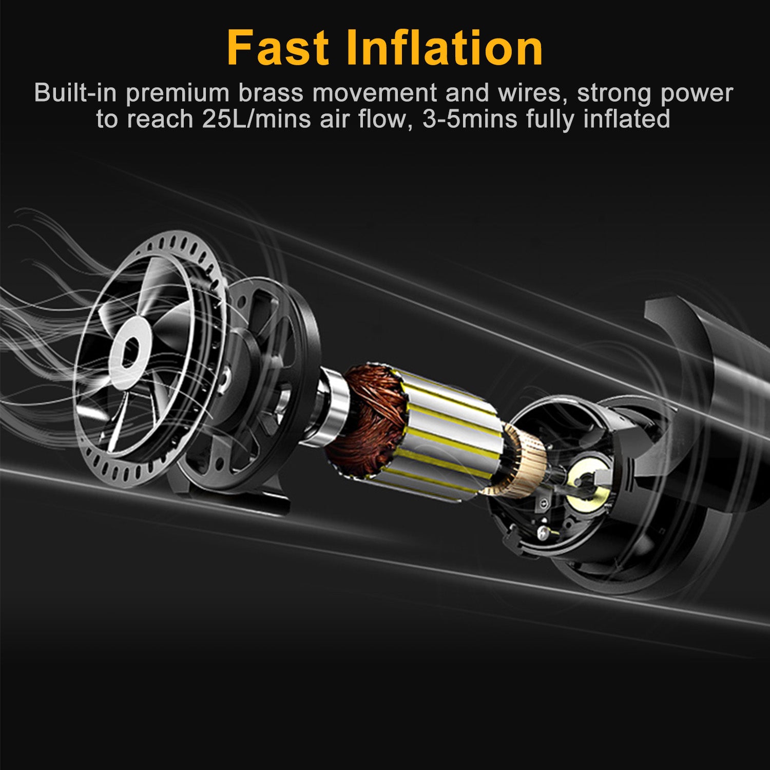 Tire Inflator 12V DC 120W 150PSI With LCD Electric Air Compressor 25L Per Min Large Air Flow - 5 - CJ